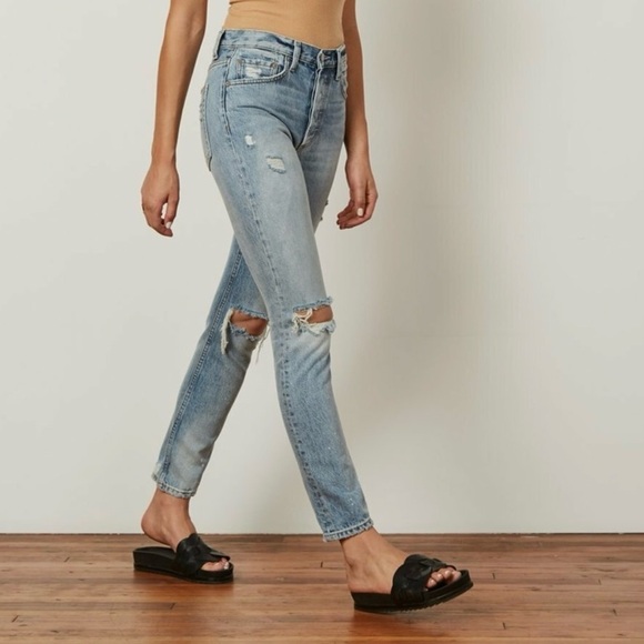 Boyish High Waisted Rigid Skinny Jeans with Distressed Details Size 27 - Picture 7 of 8